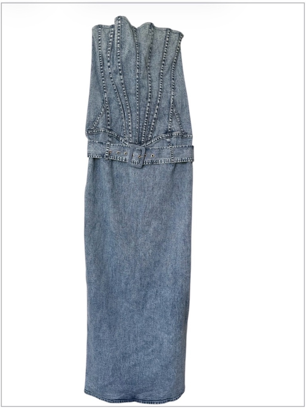 Denim Corset Maxi Dress – Size M - Light blue. Pre owned. Like new.